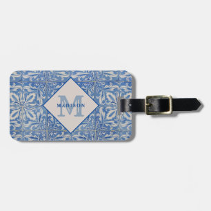 Vintagen Blue White Monogram Bagagebricka