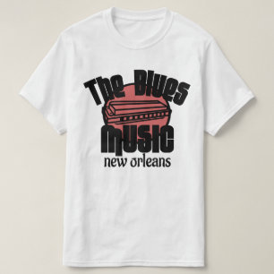 Vintagen Blues Music New Orleans Harmonica T Shirt