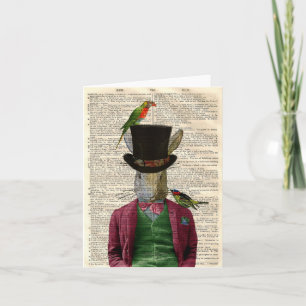 Vintagen Bok Art Rabbit-sida Kort