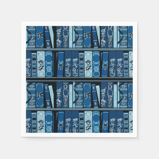 Vintagen Bokar i Blue Bok Shelves Pappersservett (Framsidan)
