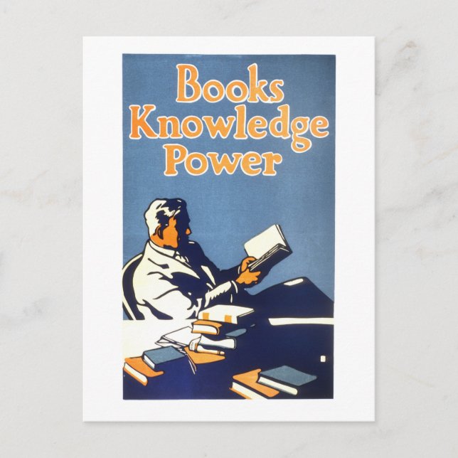 Vintagen "Bokar Knowledge Power" Poster Vykort (Framsida)