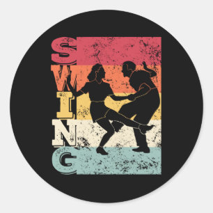Vintagen Boogie Woogie Swing Dancing Retro Färg Runt Klistermärke
