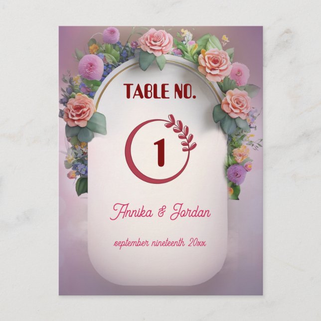 Vintagen Bordsnummer för lyxbröllop (Framsida)