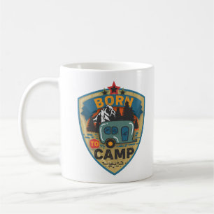 Vintagen Born till Camp Retro Kaffemugg