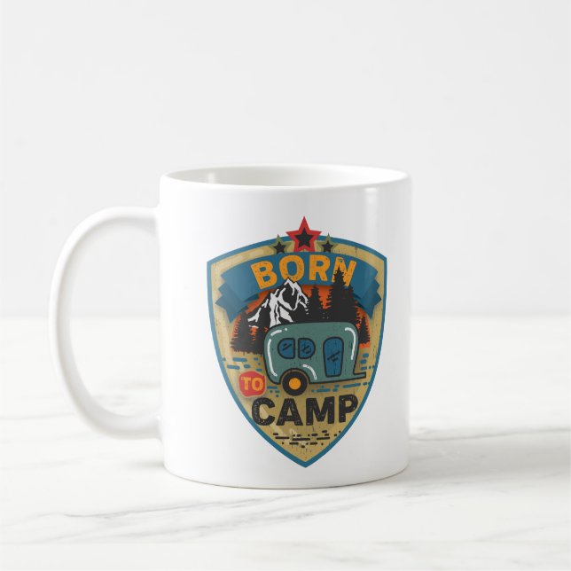 Vintagen Born till Camp Retro Kaffemugg (Vänster)