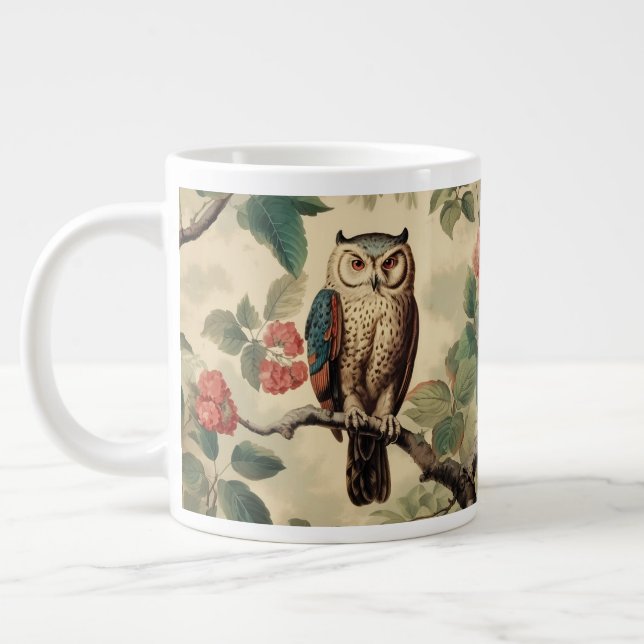 Vintagen Botaniskt Uggla i skogen Jumbo Mugg (Vänster)