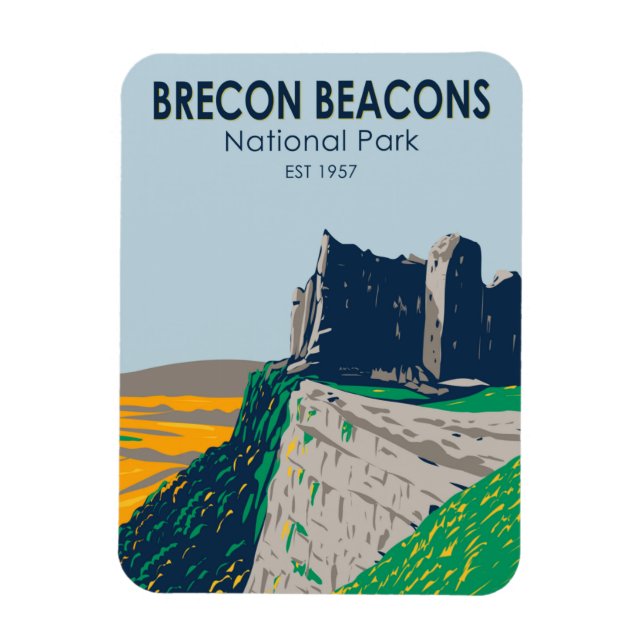 Vintagen Brecon Beacons National Park Wales Magnet (Vertikal)