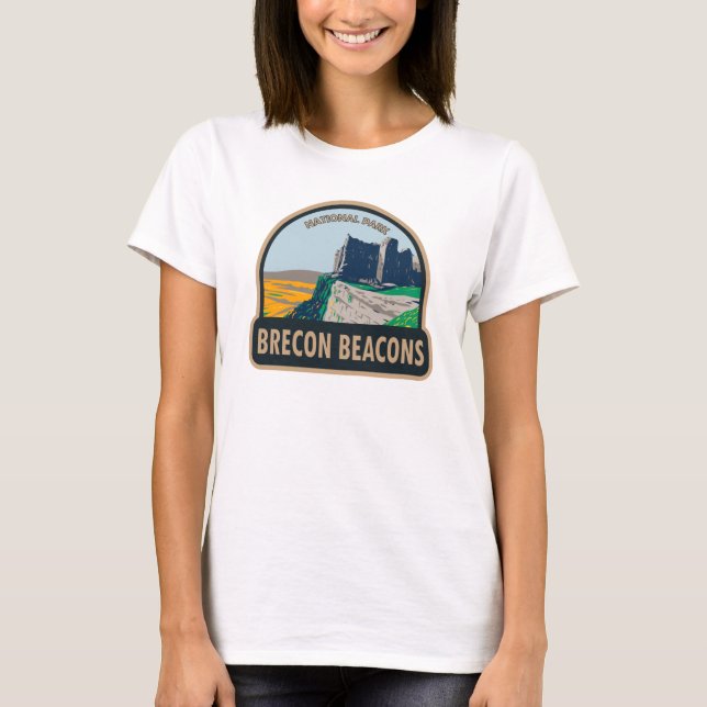 Vintagen Brecon Beacons National Park Wales T Shirt (Framsida)