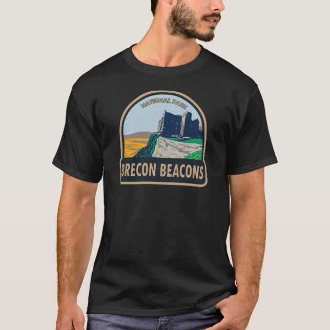 Vintagen Brecon Beacons National Park Wales T Shirt (Framsida)