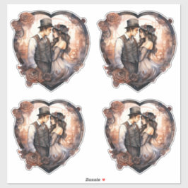 Vintagen bröllop par vattenfärg klistermärken