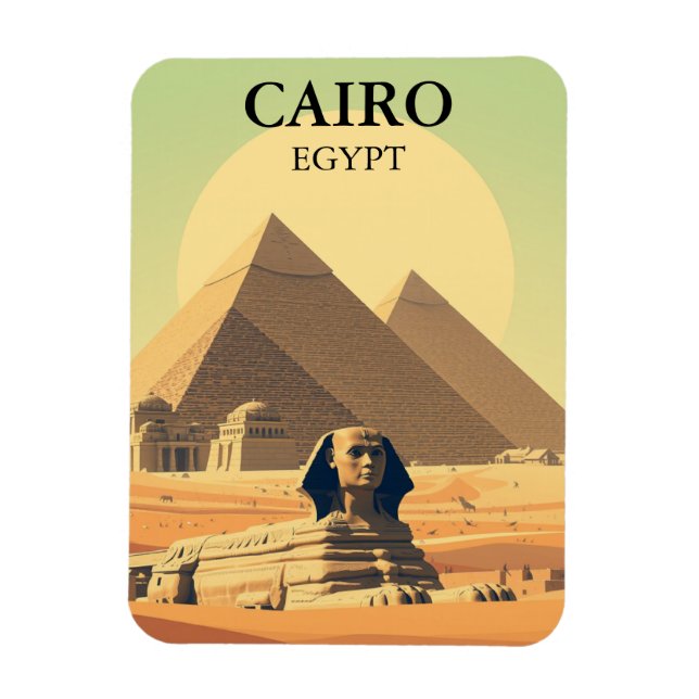 Vintagen Cairo Egypten Pyramids & Sphinx Travel Magnet (Vertikal)