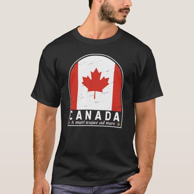 Vintagen Canada Flagga Emblem Distress T Shirt (Framsida)