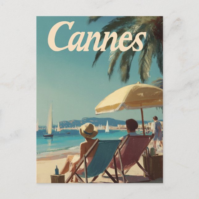 Vintagen Cannes Vykort (Framsida)