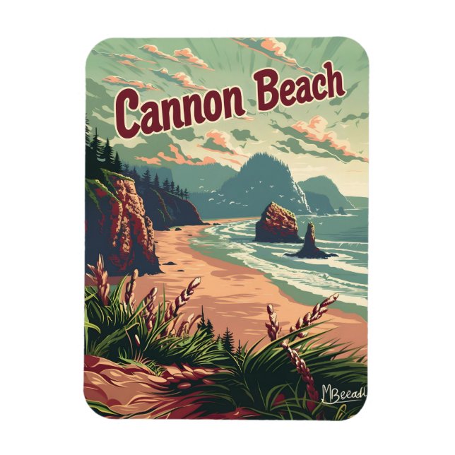 Vintagen Cannon Beach Magnet (Vertikal)