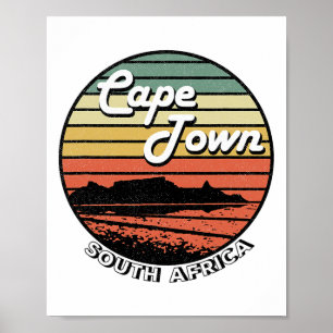 Vintagen Cape Town Bord Mountain South Afrika Poster
