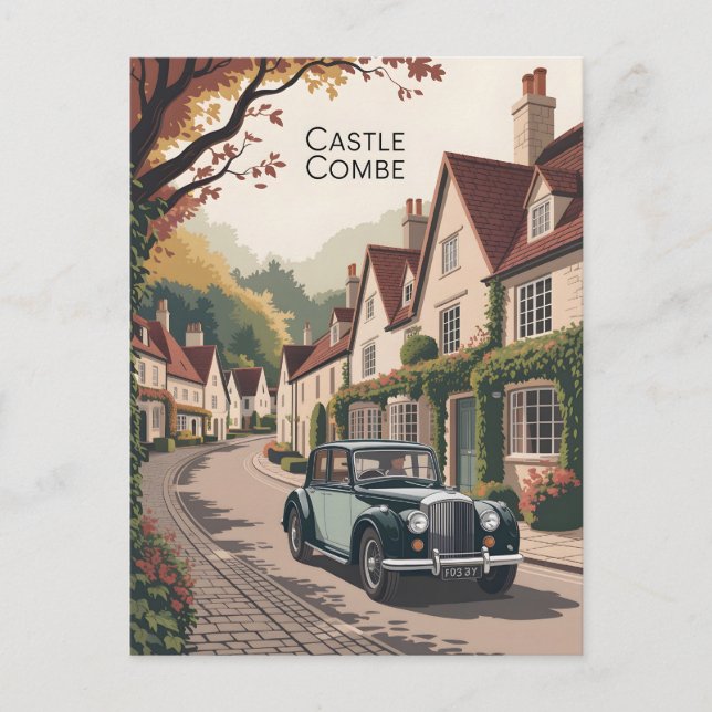 Vintagen Castle Combe Vykort (Framsida)