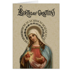 Vintagen Catholique Blsed Virgin Mary Religiösa Hälsningskort