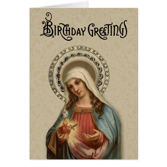 Vintagen Catholique Blsed Virgin Mary Religiösa Hälsningskort (Framsidan)