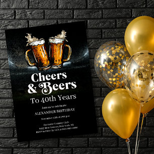 Vintagen Cheers & Öl Birthday Inbjudningar