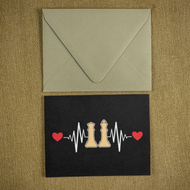Vintagen Chess Heartslag Checkmate Vykort (chess heartbeat black postcard)