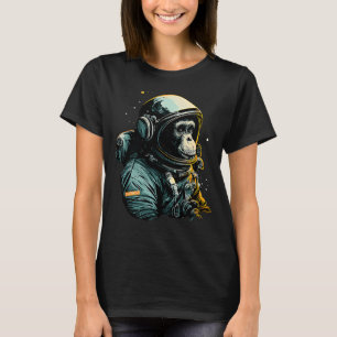 Vintagen Chimpanzans Space Astronaut Travel Monkey T Shirt