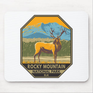 Vintagen Colorado Elk i nationalparken Rocky Mount Musmatta