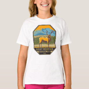 Vintagen Colorado Elk i nationalparken Rocky Mount T Shirt