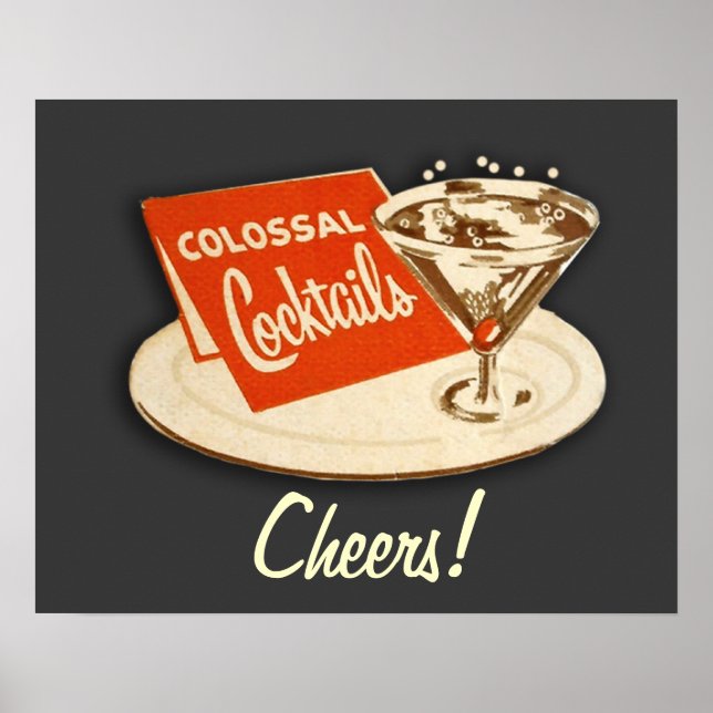 Vintagen "Colossal Cocktails" Poster (Framsidan)