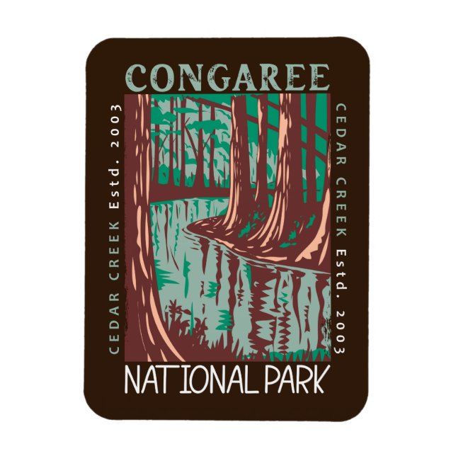 Vintagen Congaree nationalpark Cedar Bäck Magnet (Vertikal)