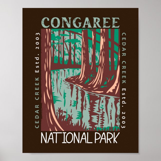 Vintagen Congaree nationalpark Cedar Bäck Poster (Framsidan)
