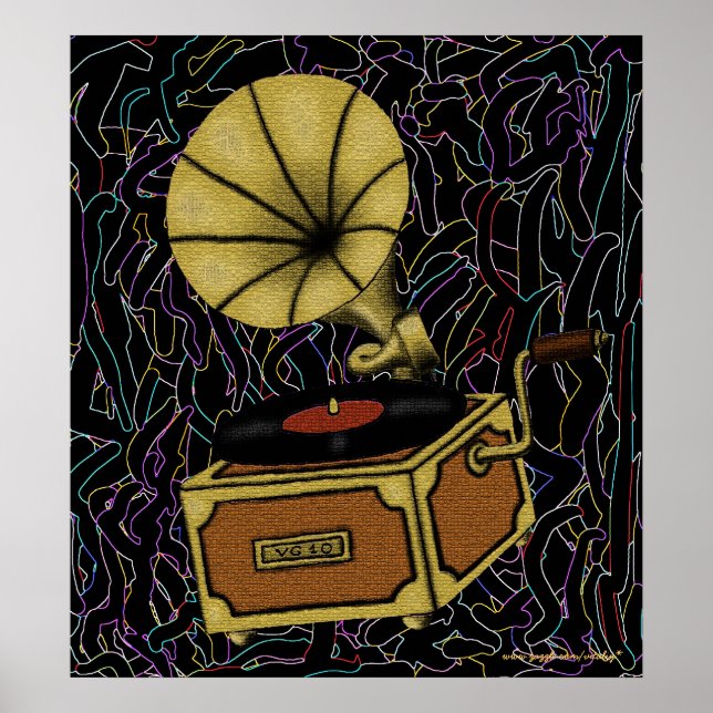 vintagen coola gramophone art poster design (Framsidan)