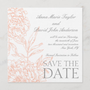 Vintagen Coral Peonies Spara datum Datumet