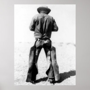 Vintagen Cowboy Wearing Chaps Poster