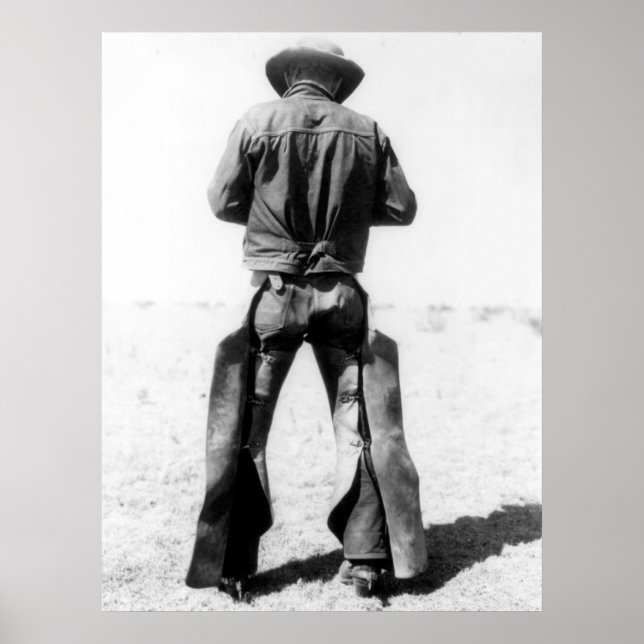 Vintagen Cowboy Wearing Chaps Poster (Framsidan)