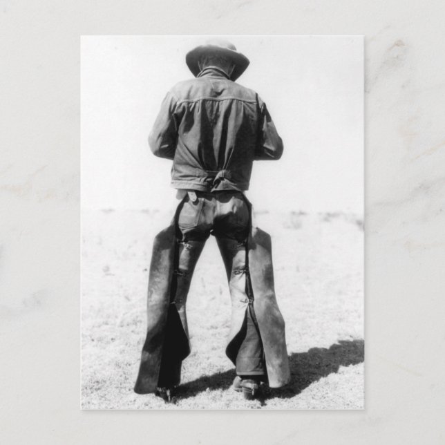 Vintagen Cowboy Wearing Chaps Vykort (Framsida)