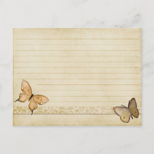 Vintagen Cream Butterfly för Bröllop-receptkort Vykort