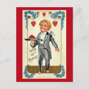 Vintagen Cupid Tuxedo Valentine Elegant Helg Vykort