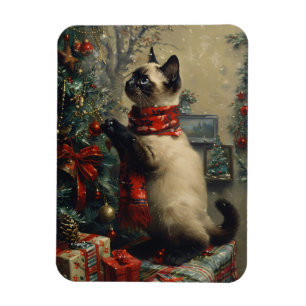 Vintagen Cute Siamese Cat jul - flexibel Magnet
