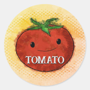 Vintagen Cute Tomato Watercolor Skriv ut Stil Runt Klistermärke