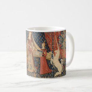 Vintagen dam och Unicorn Mitten Ages Kaffemugg