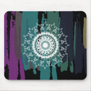 Vintagen Damask Mandala Abstrakt Pafärgad vattenfä Musmatta
