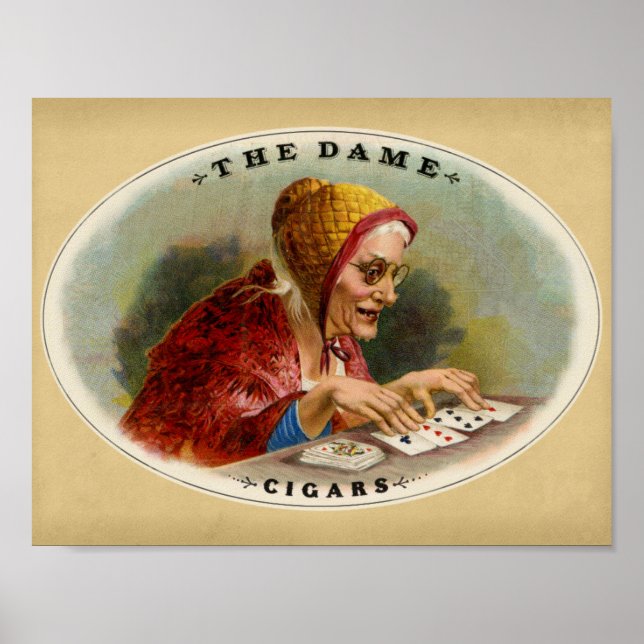 Vintagen Dame Cigar Box Poster (Framsidan)