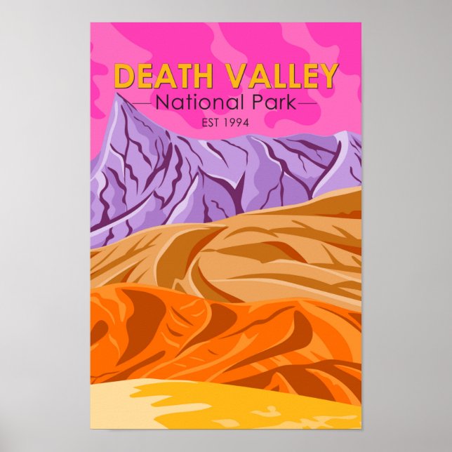 Vintagen Death Valley National Park Sand Dunes Poster (Framsidan)
