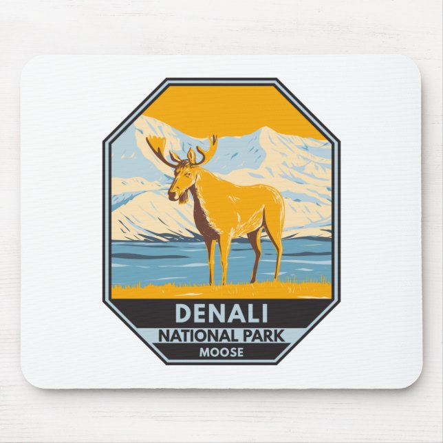 Vintagen Denali National Park Alaska Moose Musmatta (Framsidan)