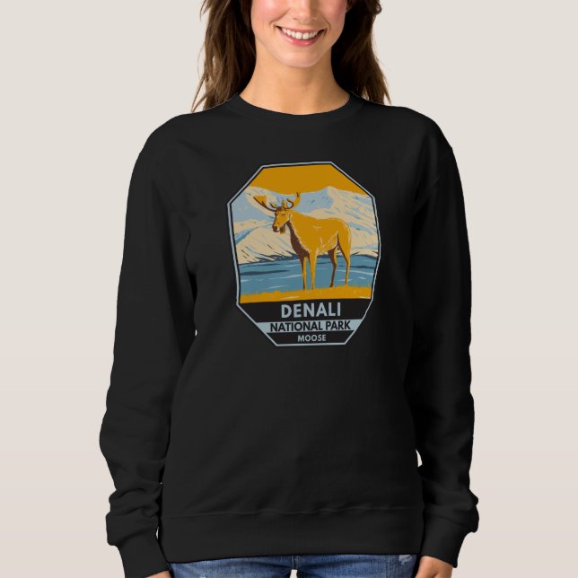 Vintagen Denali National Park Alaska Moose T Shirt (Framsida)