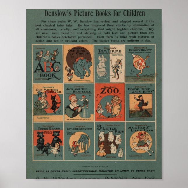 Vintagen Denslow's Bild Bokar For Children Poster (Framsidan)