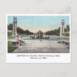 VINTAGEN DENVER City Park, Sullivan Gateway c1920- Vykort