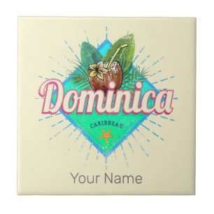 Vintagen Dominica Västindien Retro Vacation Kakelplatta