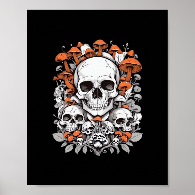 Vintagen Döskallar och svampar Botaniskt e Poster (Framsidan)