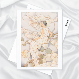 Vintagen Dream Ro White Flower Vykort